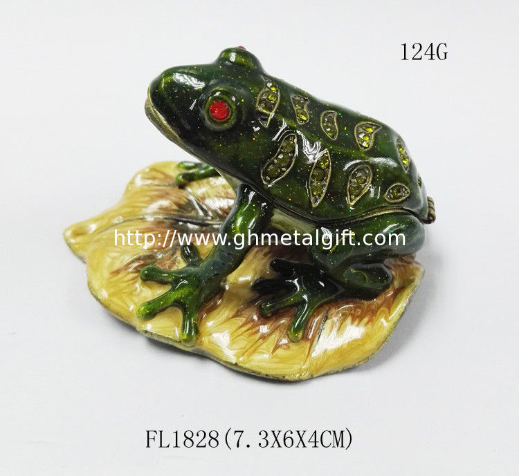 hot sale jeweled enamel frog prince trinket box Pewter alloy antique plated Frog Jeweled Trinket Box