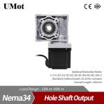 80mm Motor Length Hollow Single Shaft Nema 34 Stepper Motor Worm Gear Reducer