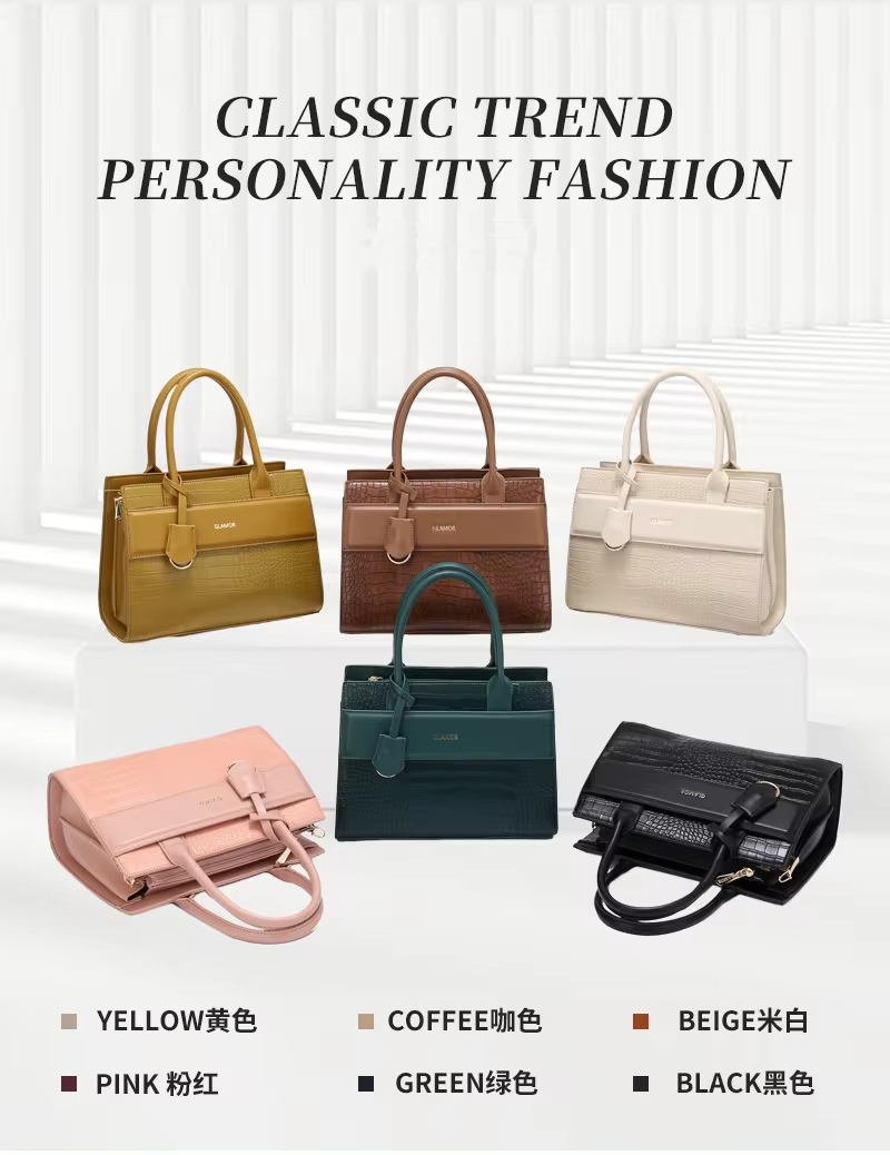 GLAMOR 2024 Ladies Bags Women's Handbag Set with Geometric Pattern and PU Leather