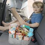 Tote Washable Diaper Caddy Nursery Storage Grey Cotton Felt