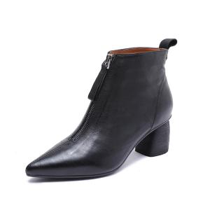 Wholesale S324 Simple Top Layer Cowhide Pointed High-Heeled Women'S Short Boots, All-Match Fashion Increased Autumn And Winter War from china suppliers