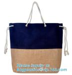 Wholesale jute tote bags with leather handles,Reusable natural color jute tote
