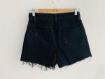 Soft Handfeel Thick Stitching Black Ladies Denim Shorts Rips And Frayed Hem