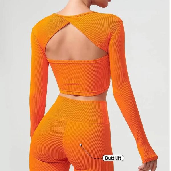 Wholesale Custom Logo Gym Legging High Impact Sports Bra 3PCS Long Sleeve Yoga