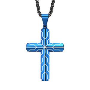 Wholesale Men's and Women's Stainless Steel Cross Necklace with Lord's Prayer Pendant 2 Color Variations from china suppliers