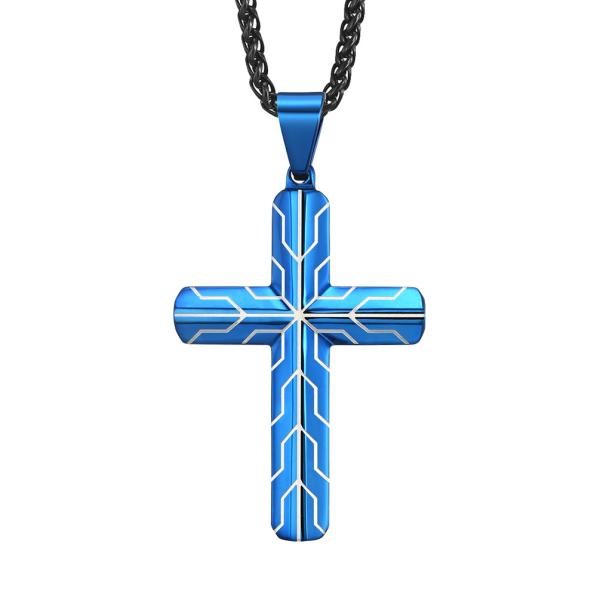 Men's and Women's Stainless Steel Cross Necklace with Lord's Prayer Pendant 2