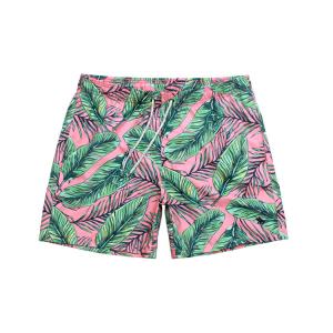 China Summer Leaves Printing Polyester 0.15kg Mens Casual Beach Shorts on sale
