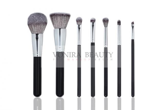 Quality Professional Affordable Synthetic Fiber Bristles Makeup Brushes With Gloss Silver Ferrule for sale