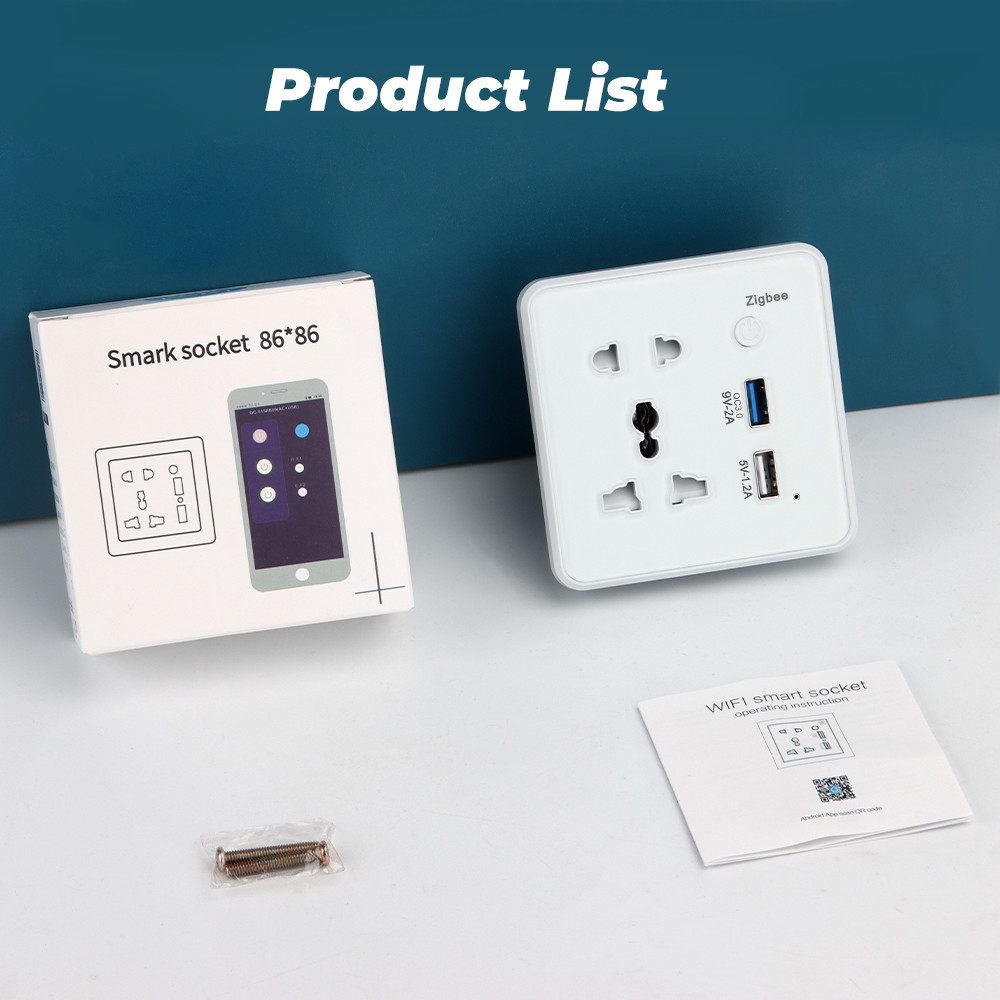 Zigbee Wall Smart Socket Tempered Glass Quick Fast Charger 3.0 Usb Charging Timing Google Home Alexa TuyaUS EU UK Plug