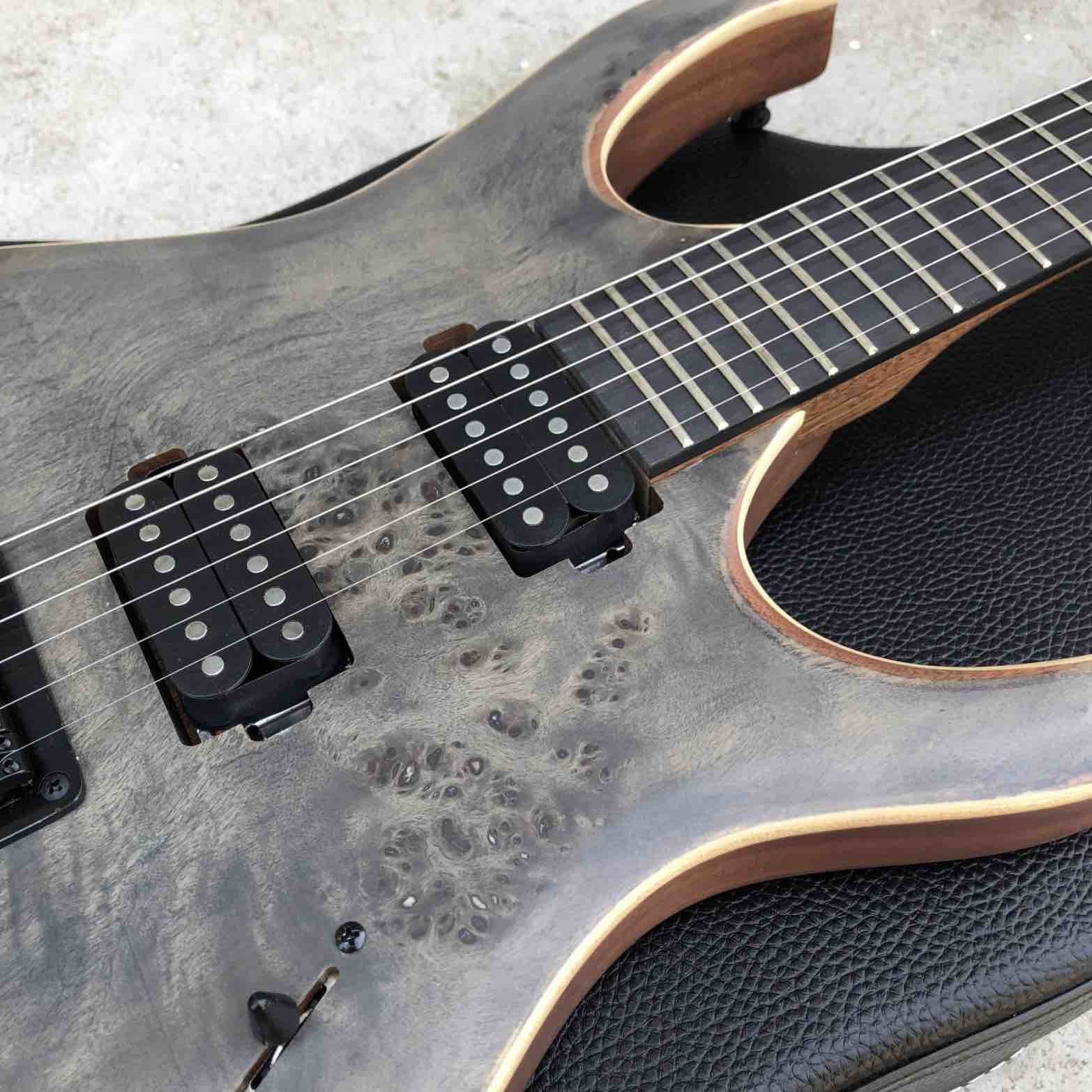 Factory Ebony Fingerboard Solid Wood Black Burst Maple Top 6 Strings Electric Guitar