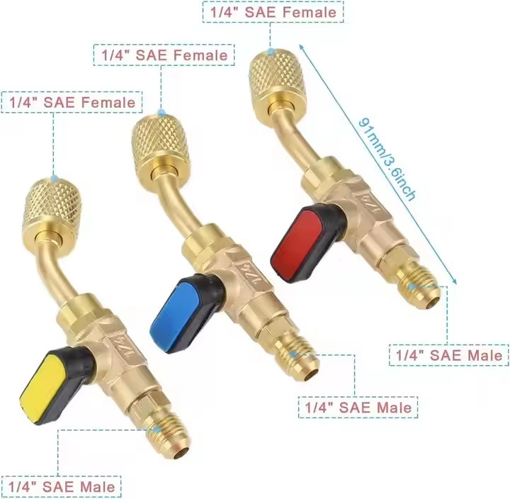 R410A R134A Adapter 1/4\" Air Conditioning Refrigerant Ball Valve Adapter New Refrigerant Dispenser Valve Tool