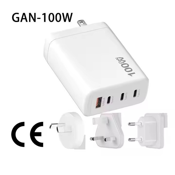 Wholesale 100W Type C 4In1 Qc Pd Travel Charging Adapter 60W High Power 3.0 USB Charger for Tablet Mobile Laptop OTP OVP