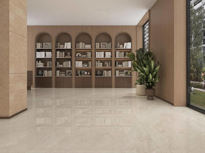 Beige Acid-Resistance 1200x1200mm No Fade Inside Wall Glazed Polished Porcelain Tile For Hotel