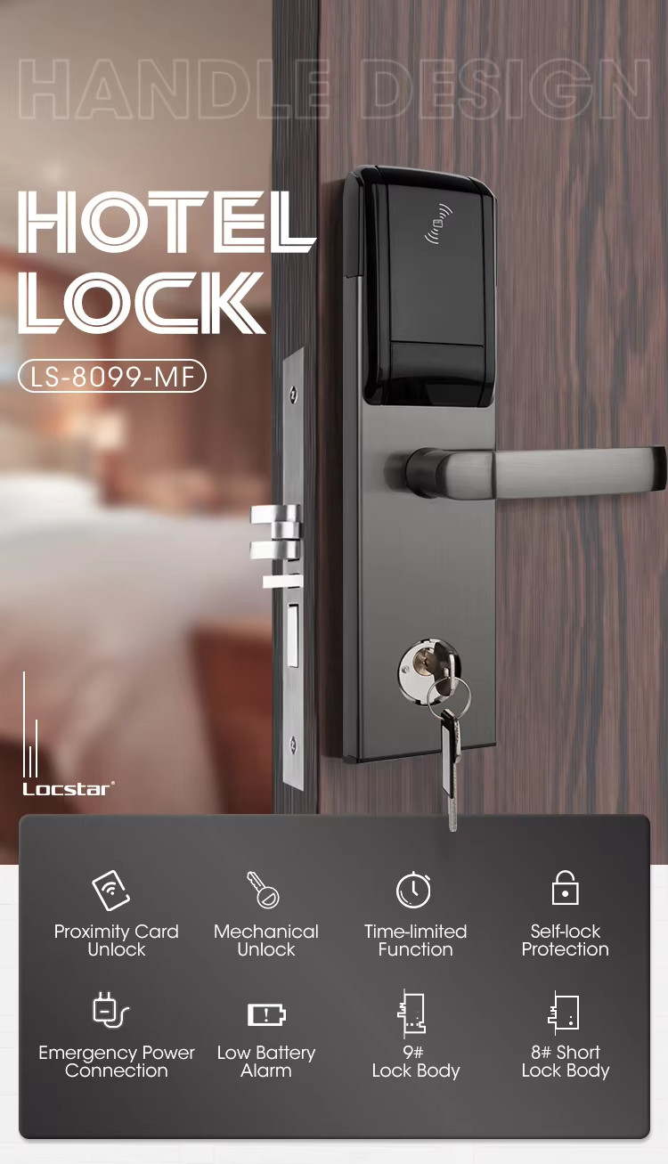 ANSI Mortise Hotel Door Lock Silver Smart Lock With Handle
