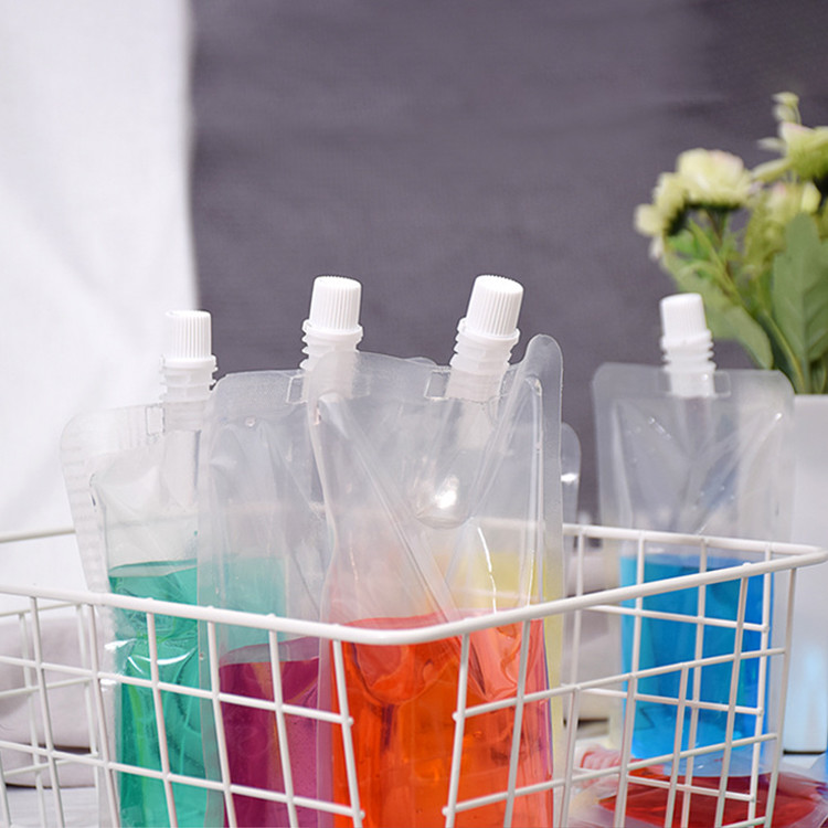 Reusable Leak Proof High Transparency Clear Stand Up Beverage Pouch with Spout