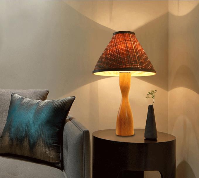 Modern natural bamboo table lamp and lampshade for home decor