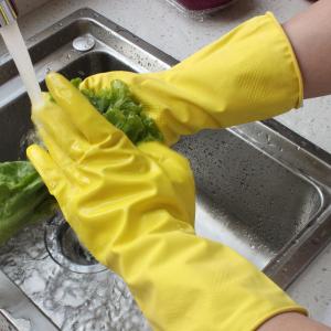 Wholesale 12 &quot; Flock Lined Latex Gloves , Natural Rubber Latex Gloves Chemical Resistant from china suppliers