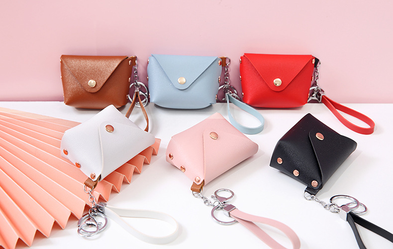 Customized Logo Genuine Leather Minibook Coin Purse for Coin Lanyard Bag