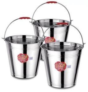 Wholesale Silver Color Stainless Steel Water Bucket With Handle 7L / 9L / 10L Mirror Polished from china suppliers
