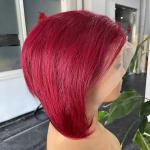 13X4 Frontal Full Human Hair Lace Front Bob Wigs Pixie Cut Human Hair 99J Wavy