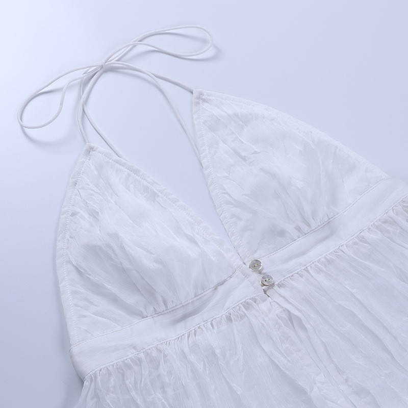 Summer Polyester Halter Women Crop Top White Black