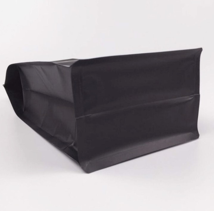 1KG flat bottom black aluminum foil zip-lock bags stand up pouches for air valve coffee