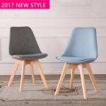 Cotton Fabric / PP Upholstered Dining Room Chairs With Solid Wood Legs