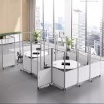 Commercial Furniture Transparent Sub-glazed Partition Office Collapsible Mobile