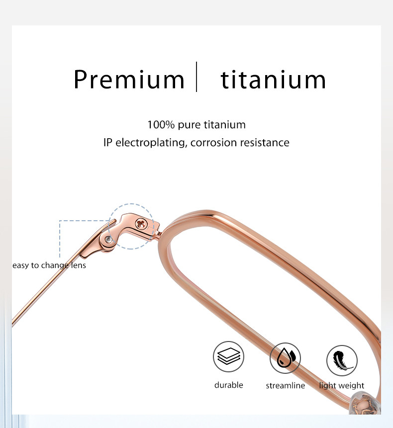 Computer Acetate Reading Glasses Titanium Square Prescription