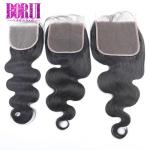 Body Wave Raw Virgin Human Hair Transparent Lace Closure Natural Color Free Part