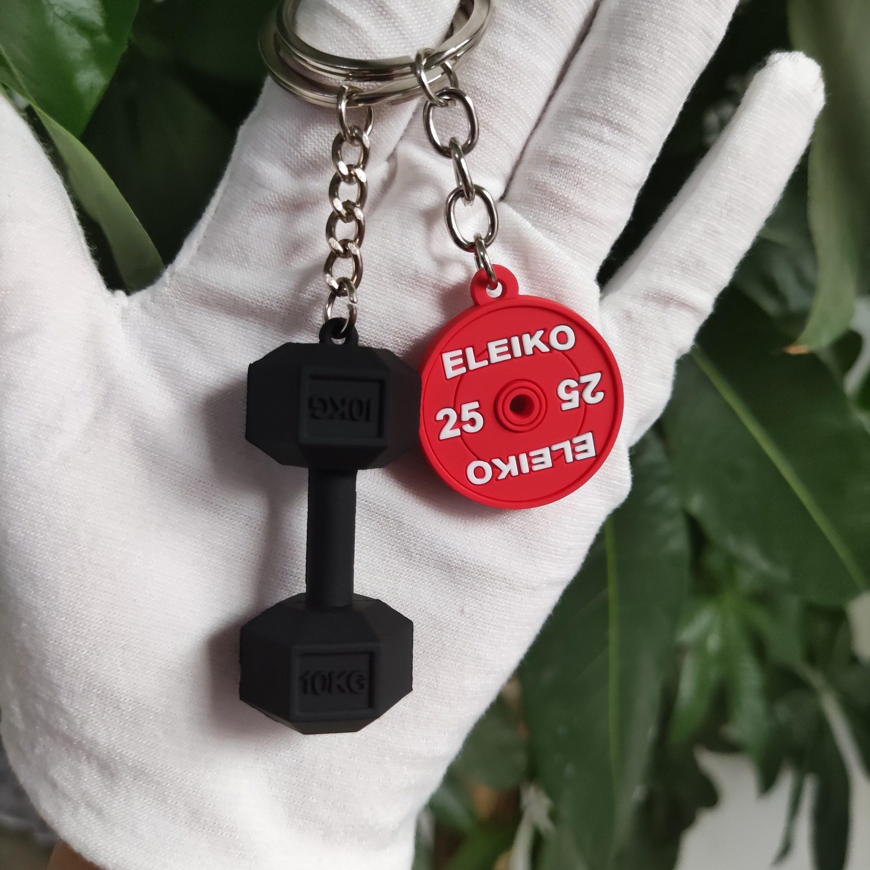 Charn Keychain with 3D Design and Dumbbell Weight Plate for Key Organization