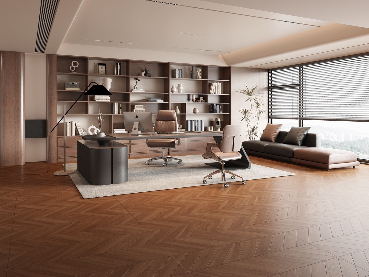 Fishbone Wear-Resistant 600x1200mm Brown And Yellow Wooden Porcelain Tiles For Bedroom