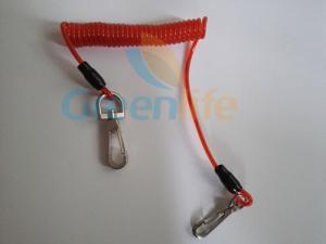 Wholesale Transparent Red 4''Length Coiled Cable Tool Safety Lanyard w/Securing Clips from china suppliers