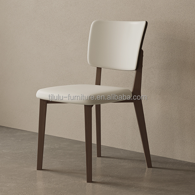 Hotel Dining Chairs W47*D48*H86CM Morden Nordic PU Leather Wood Chair for Dining Room Furniture Upholstered