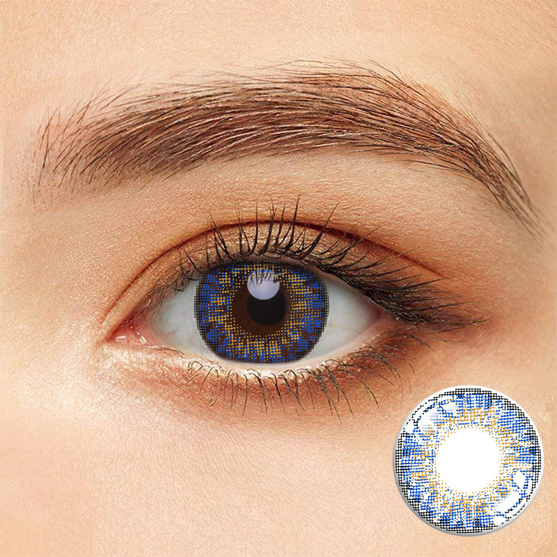 Custom Reusable Colored Sea Olive Green Contact Lens Yearly 14mm