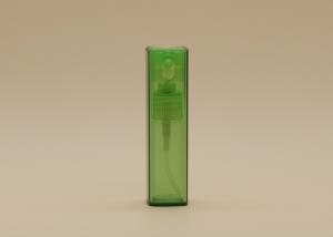 China Clear Green Refillable Glass Perfume Spray Bottles With AS Rectangle Bottle Cover on sale