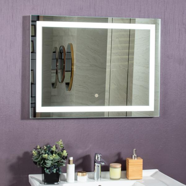 Hotel Wall Decor Touch Sensor LED Mirror with Modern Luxury Design W36"xH36"/W48