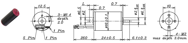 16mm Brushless Coreless Motor , 14098 Rpm 6 Volt Dc Motor High Rpm