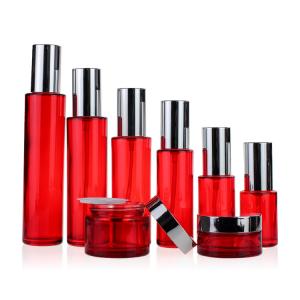 Wholesale Red Luxury 30ml-120ml Cosmetic Packaging Set Pump Sprayer Screw Cap Sealing from china suppliers