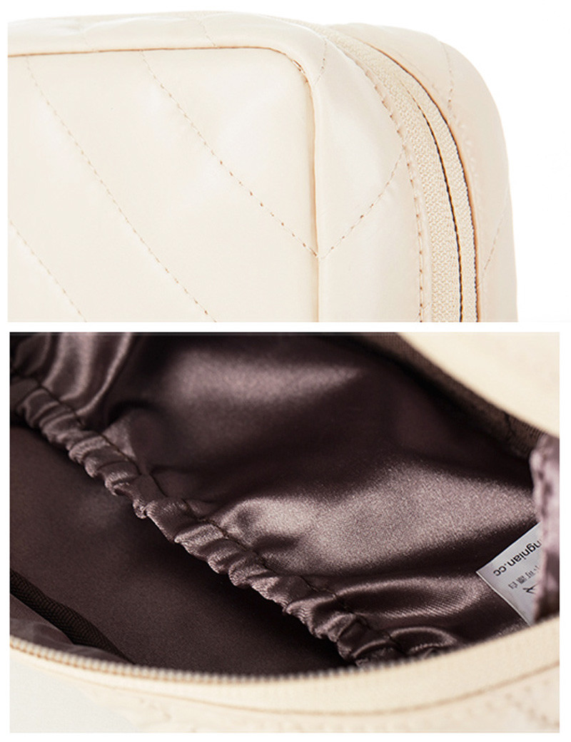 Leather Portable Waterproof Compartments PU Cosmetic Bag