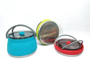Wholesale Portable Steel Silicone Collapsible Cooking Pot For Camping from china suppliers