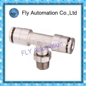Wholesale Pneumatic Tube Fittings T-Tee nickel-plated brass push-in fittings PB series from china suppliers