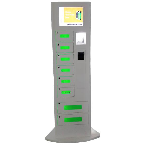 Coin Bill Access Secure Phone Charging Station Electronic Locks LED Inside UV