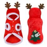 Christmas Pet Clothes Dog Hooded Coat Lint Material With Geometric Patterns