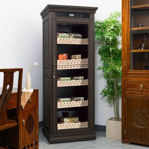 Wholesale Premium Quality Dark Brown Solid Wood Frame Cigar Cooler Humifier With Locker from china suppliers