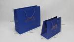 C1S C2S Glossy Coated Personalized Paper Bags Sea Blue Garment Shopping Paper