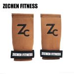 Crossfit Palm Gymnastics Hand Grip Brown Fingerless Shape Microfiber Leather