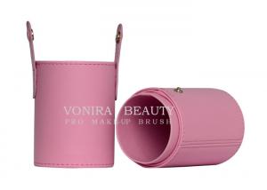 Wholesale Hot Sell Makeup Brush Cylinder Storage Holder PU Leather Portable from china suppliers
