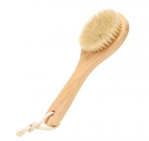 China Soft Natural Bristle Bath Brush Exfoliating Wooden Body Massage Shower Brush on sale