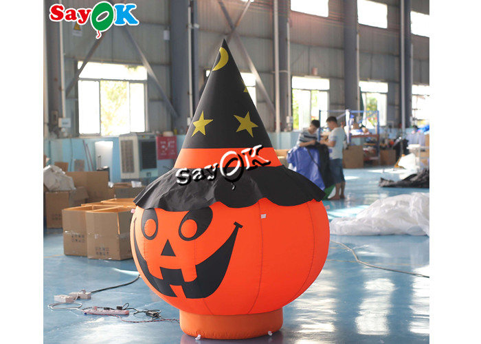 Garden Decorations Halloween Blow Up Pumpkin 2m With Black Hat
